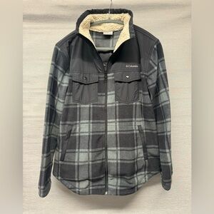 Benton Springs Overlay Full-Zip Fleece Jacket - Size Medium - Black and Grey